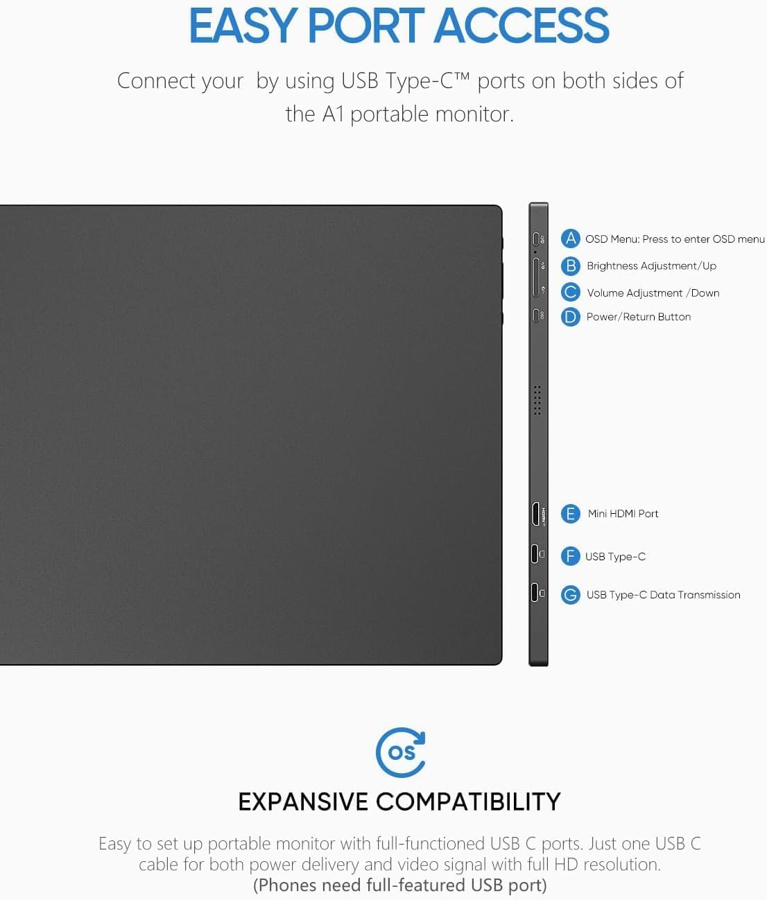 Monitor Portátil ARZOPA 15,6" FHD 1080P - Imagem 3