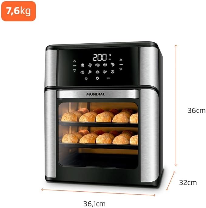 Fritadeira Air Fryer Forno Oven Mondial AFON-12L-BI - Imagem 2