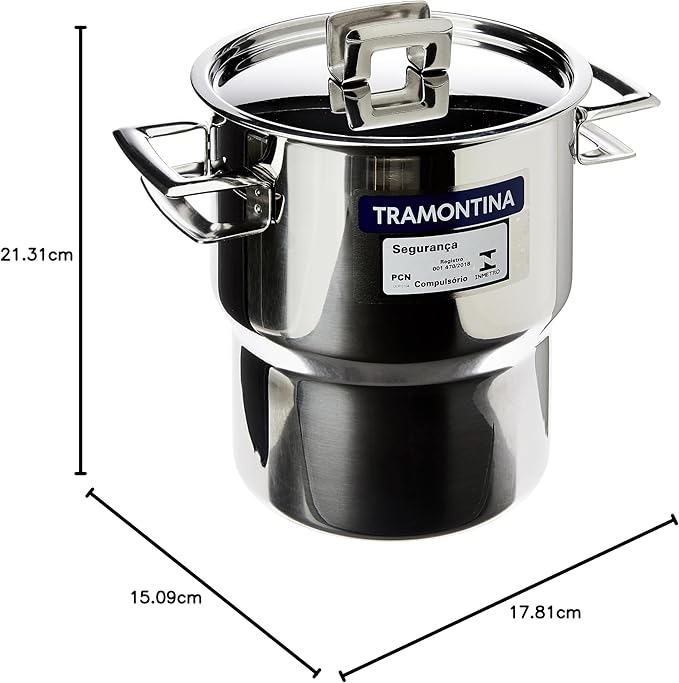 Cuscuzeira Tramontina Brava em Aço Inox com Alças e Tampa – 14 cm, 2,1 L - Imagem 3