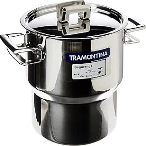 Cuscuzeira Tramontina Brava em Aço Inox com Alças e Tampa – 14 cm, 2,1 L