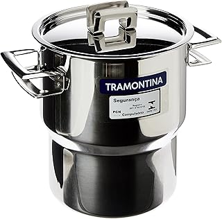 Cuscuzeira Tramontina Brava em Aço Inox com Alças e Tampa – 14 cm, 2,1 L